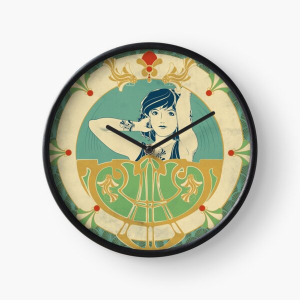 Parure Poisson bleu - Illustration Art Nouveau Horloge