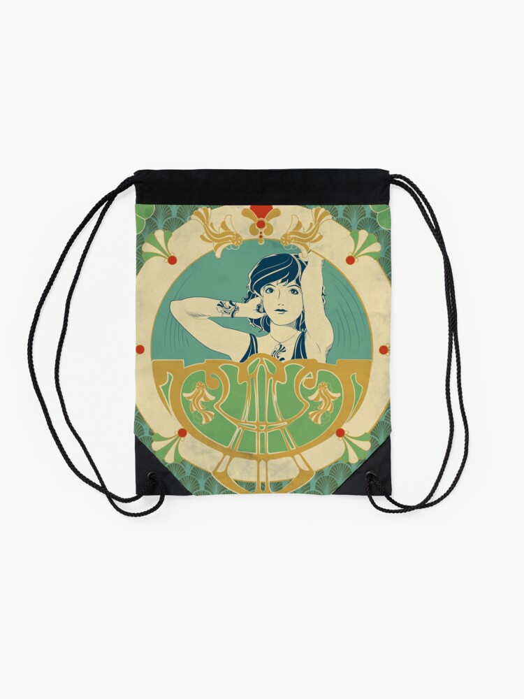 Sac à cordon ''Parure Poisson bleu - Illustration Art Nouveau' : autre vue