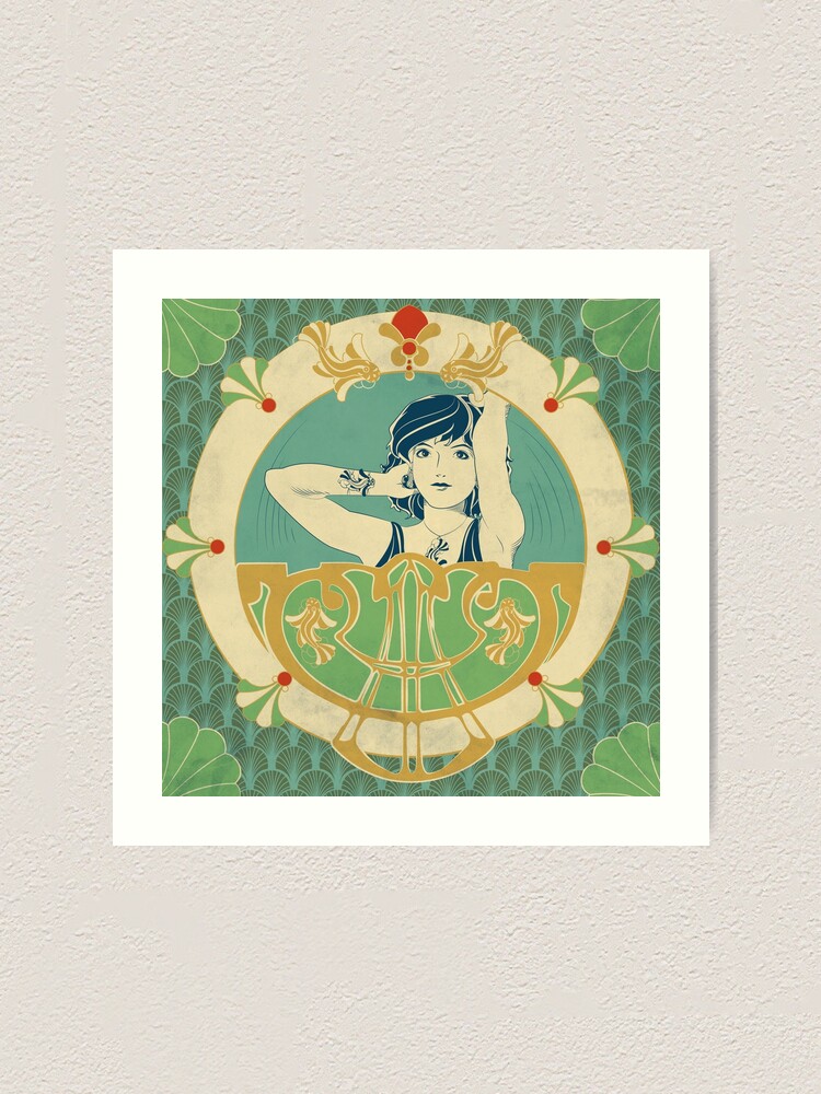 Impression artistique ''Parure Poisson bleu - Illustration Art Nouveau' : autre vue