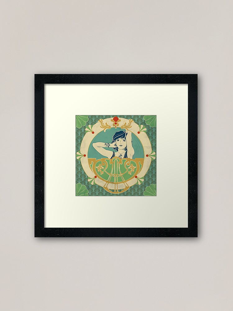 Impression encadrée ''Parure Poisson bleu - Illustration Art Nouveau' : autre vue