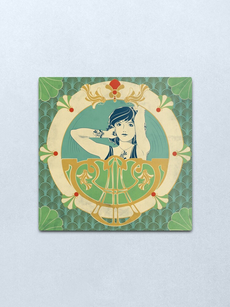 Impression métallique ''Parure Poisson bleu - Illustration Art Nouveau' : autre vue