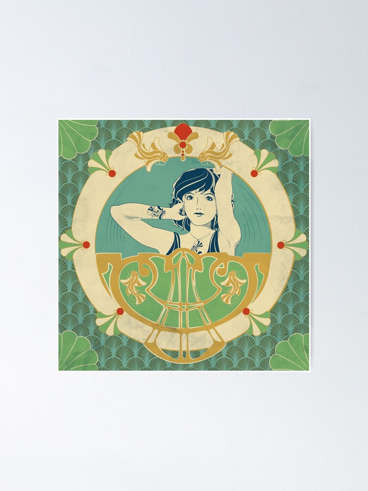 Poster ''Parure Poisson bleu - Illustration Art Nouveau' : autre vue