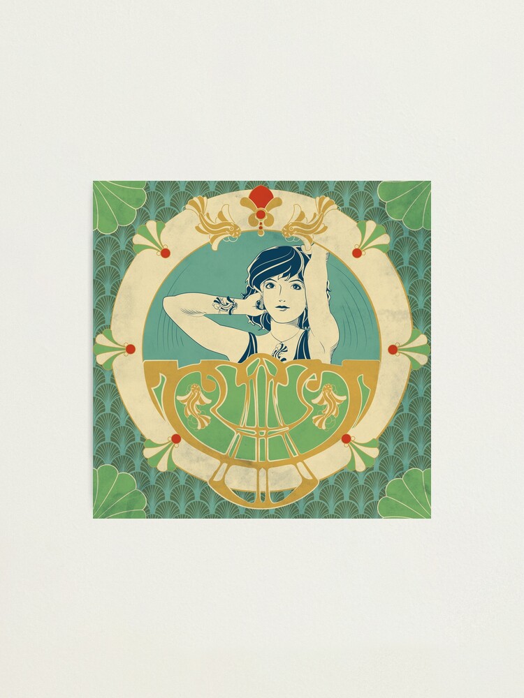 Impression photo ''Parure Poisson bleu - Illustration Art Nouveau' : autre vue