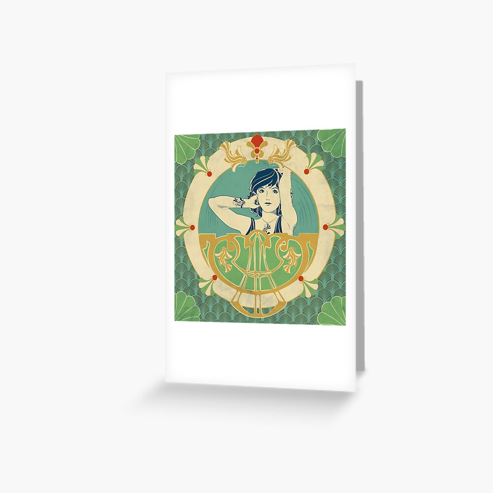 Carte de vœux « Parure Poisson bleu - Illustration Art Nouveau»