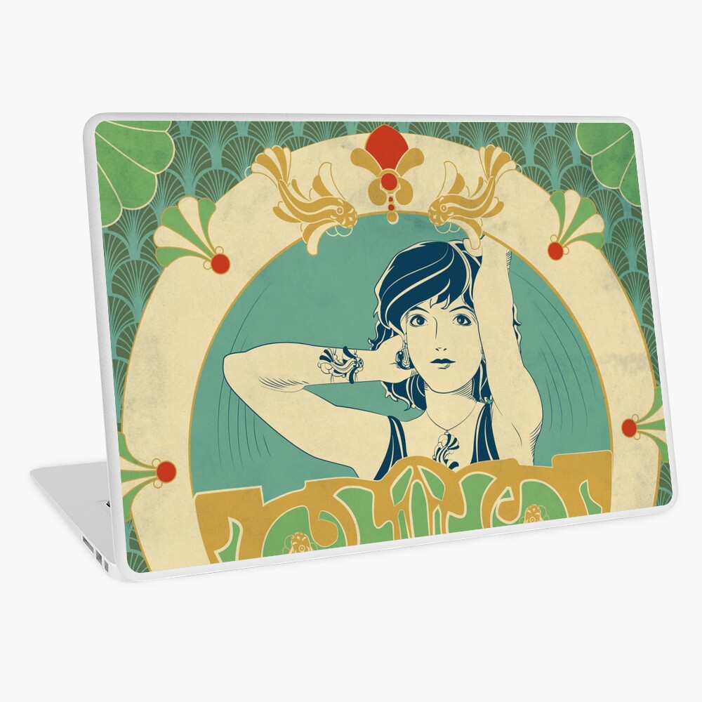 Skin adhésive d'ordinateur « Parure Poisson bleu - Illustration Art Nouveau»