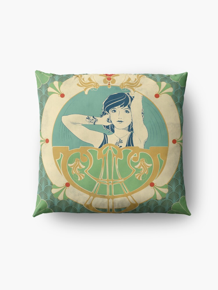 Coussin de sol ''Parure Poisson bleu - Illustration Art Nouveau' : autre vue