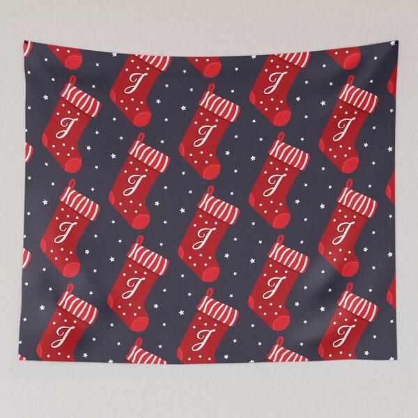 Item preview, Christmas Stocking with Letter J designed and sold by VicEllisArt.