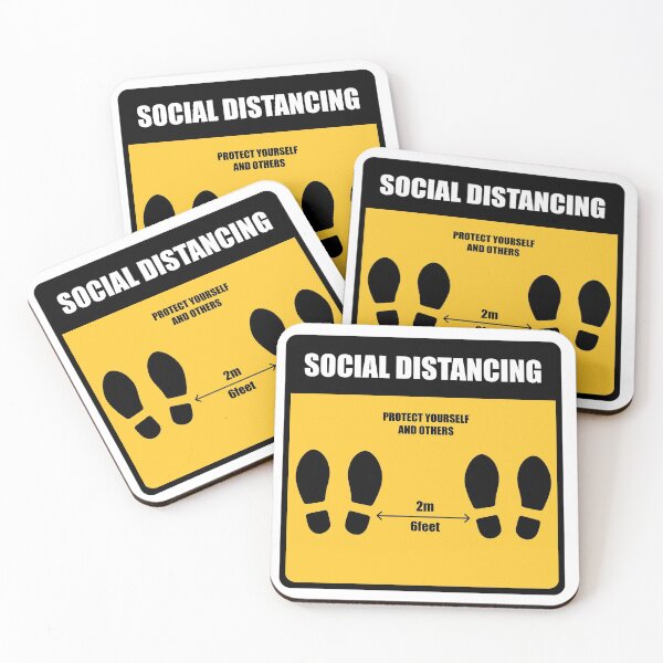 Item preview, Social Distancing . 2m 6feet Sticker , stop Wait Here Text Illustration Background Covid19 designed and sold by MarketVisionAV.