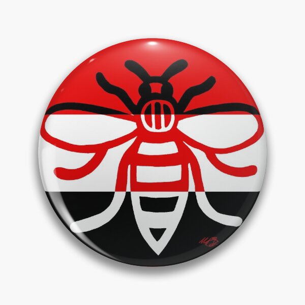 Item preview, Manchester Worker Bee Red White Black Stripes 1 2020 designed and sold by MarkEdz.