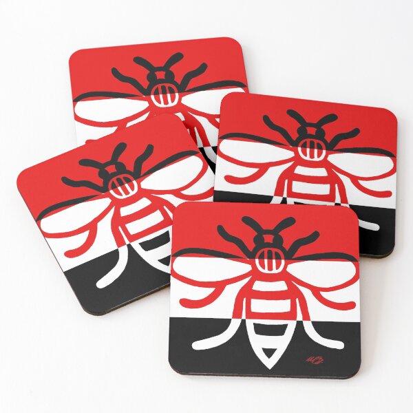 Item preview, Manchester Worker Bee Red White Black Stripes 1 2020 designed and sold by MarkEdz.