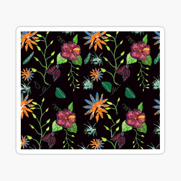 Abstract Flower I (Black Background) Sticker