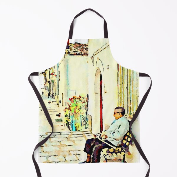 Item preview, Borrello: senior citizen sitting on a bench outside the home designed and sold by Giuseppe Cocco.