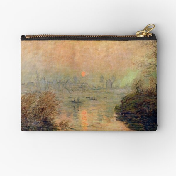 "Sun Setting Over The Seine at Lavacourt" | Claude Monet Fine Art Zipper Pouch