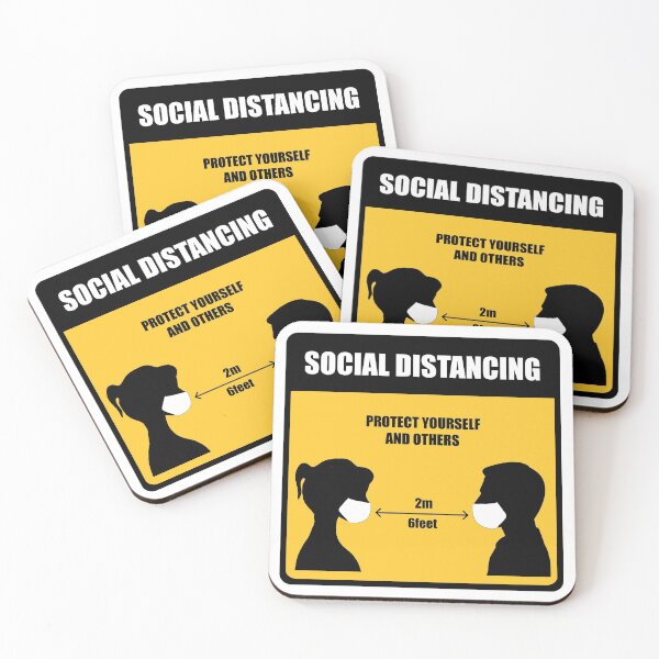 Item preview, Social Distancing . 2m 6feet Sticker , stop Wait Here Text Illustration Background Covid19 designed and sold by MarketVisionAV.