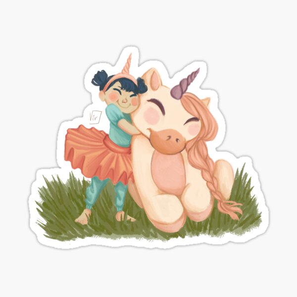 Item preview, Little girl and her unicorn designed and sold by Viviana Carollo.