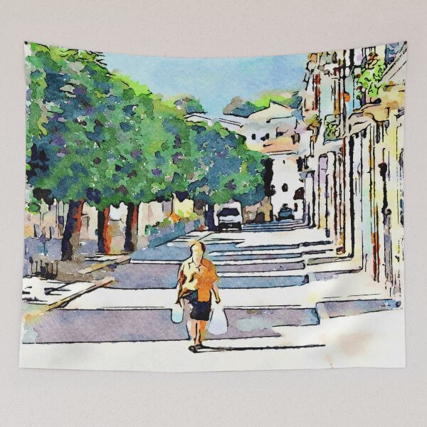 Item preview, Borrello: woman walks on the road designed and sold by Giuseppe Cocco.