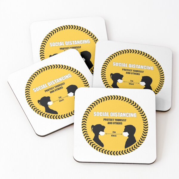 Item preview, Social Distancing . 2m 6feet Sticker , stop Wait Here Text Illustration Background Covid19 designed and sold by MarketVisionAV.