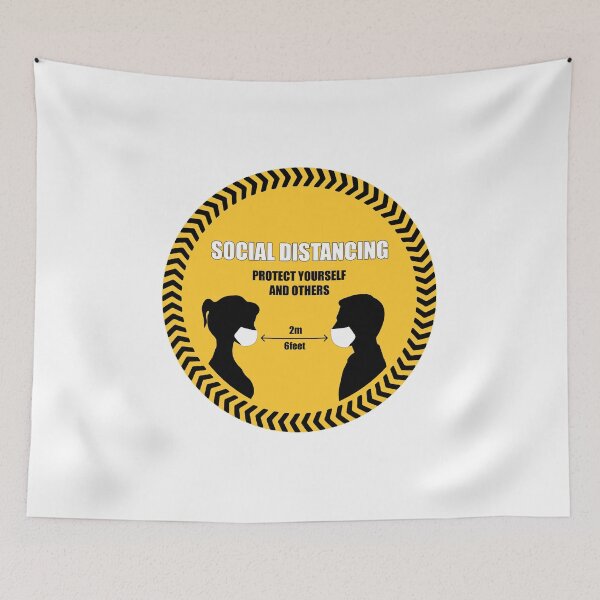 Item preview, Social Distancing . 2m 6feet Sticker , stop Wait Here Text Illustration Background Covid19 designed and sold by MarketVisionAV.