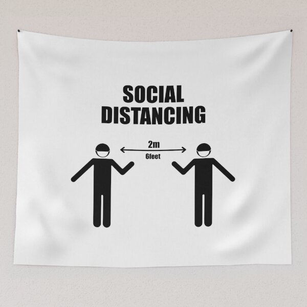 Item preview, Social Distancing . 2m 6feet Sticker , stop Wait Here Text Illustration Background Covid19 designed and sold by MarketVisionAV.