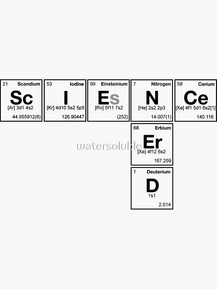 "SCIENCE NERD Periodic Elements Scramble! " Sticker by watersoluble