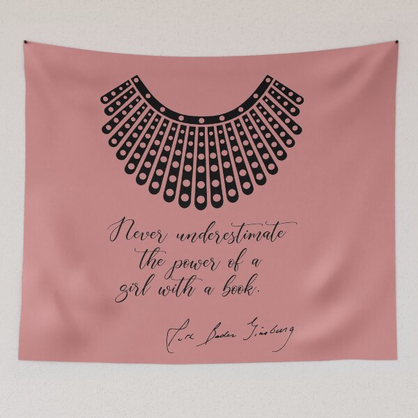 Item preview, Never underestimate the power of a girl with a book - RBG (Pink) designed and sold by REApparelCo.