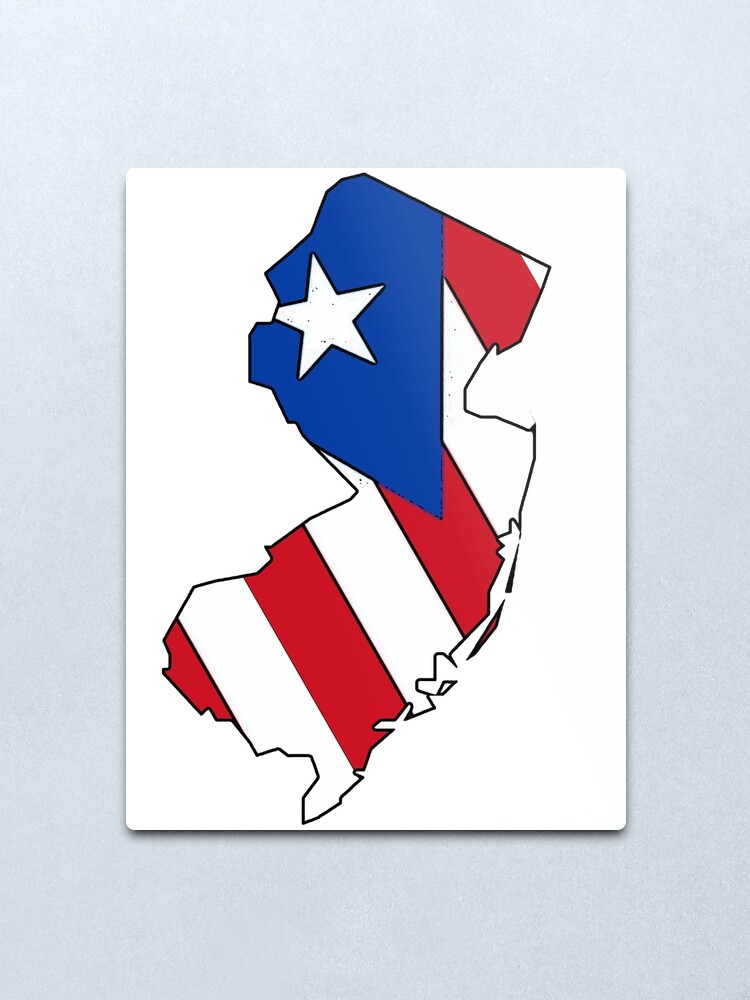 Puerto Rico Flag New Jersey Outline Metal Print By