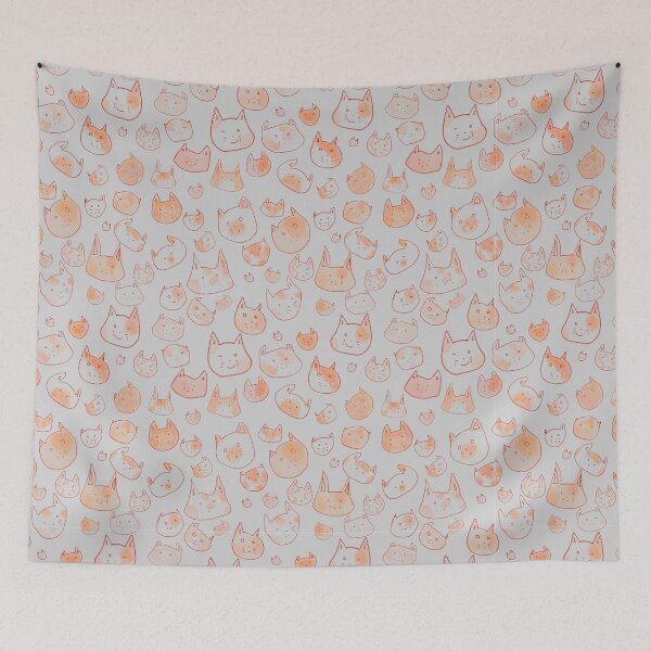 Item preview, Orange Watercolor Cat Pattern designed and sold by Dani Salerno.
