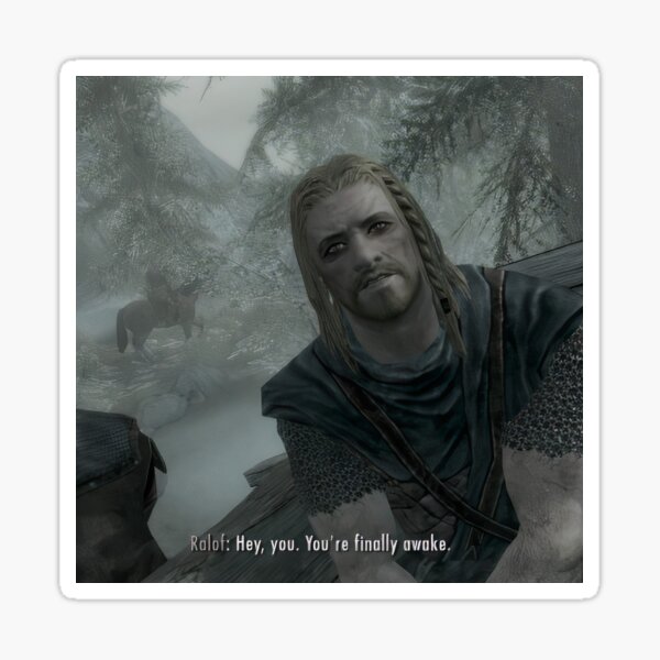 Hey You Youre Finally Awake Skyrim Meme Sticker