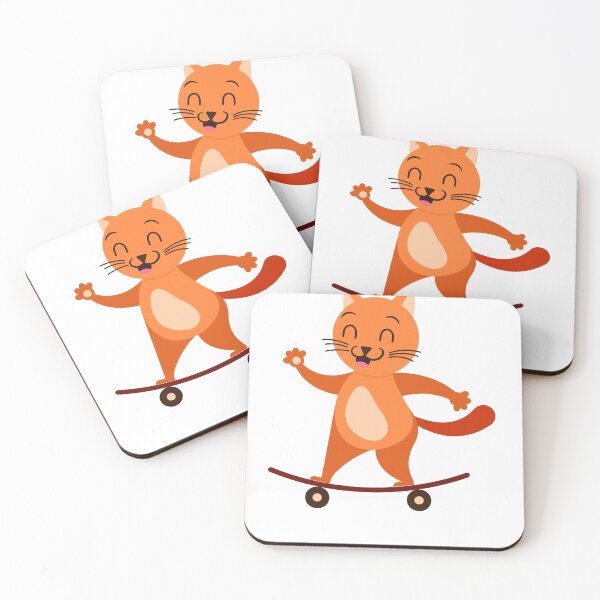 Item preview, Happy cat on skateboard, sweet happy cub kittens designed and sold by GulQari.