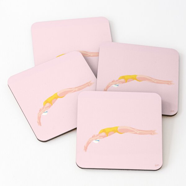 Item preview, Swimmer Diving Backwards - Pink Background designed and sold by VeronArtLab.