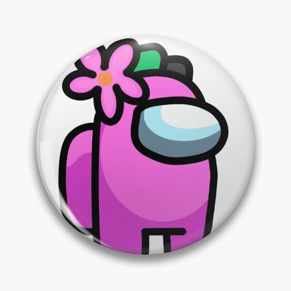 Pink Flower Among Us Character Pin By Kellanie Rose Redbubble