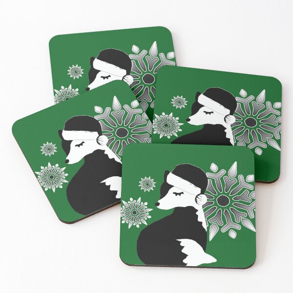 Item preview, Christmas fox (black & white) designed and sold by Sabine Straka.