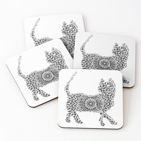 Item preview, Black mandala cat designed and sold by spiritual-tee.