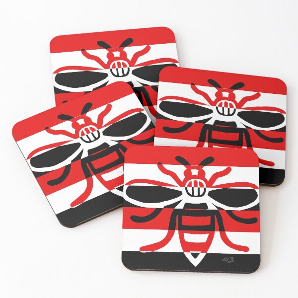 Item preview, Manchester Worker Bee Red White Black Stripes 2020 designed and sold by MarkEdz.