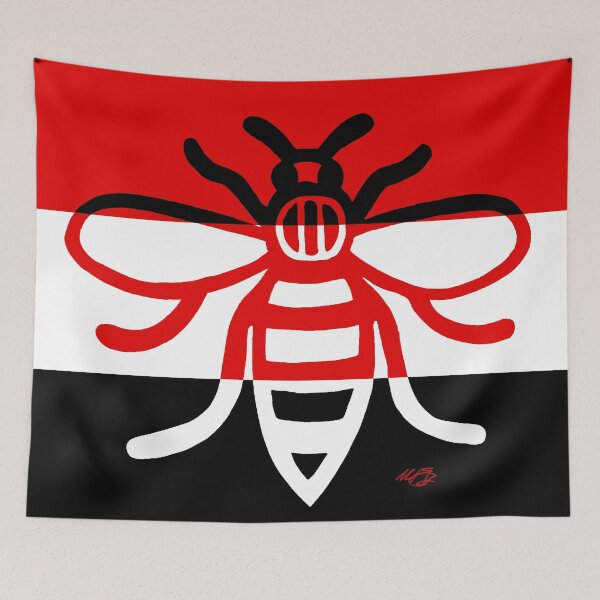 Item preview, Manchester Worker Bee Red White Black Stripes 1 2020 designed and sold by MarkEdz.