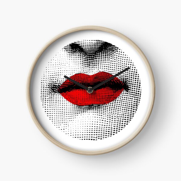 Lina Cavalieri Red Lips Pop Art Clock