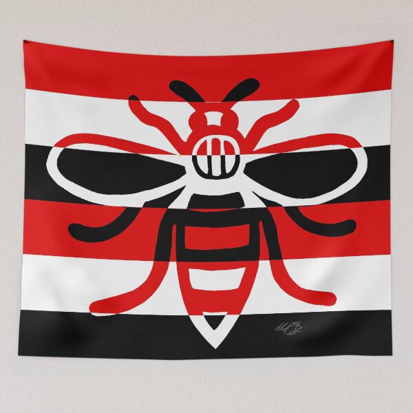 Item preview, Manchester Worker Bee Red White Black Stripes 2020 designed and sold by MarkEdz.
