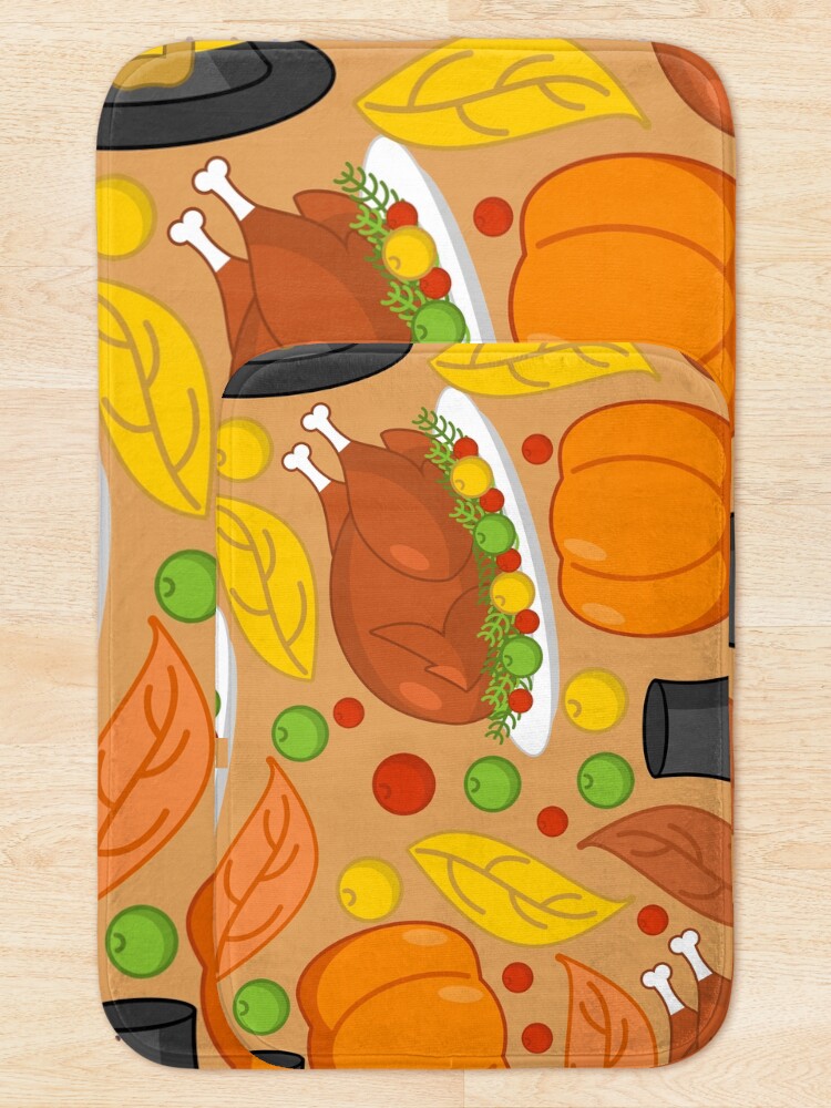 Thumbnail 5 of 6, Bath Mat, Thanksgiving Pattern designed and sold by ShopEssentials.