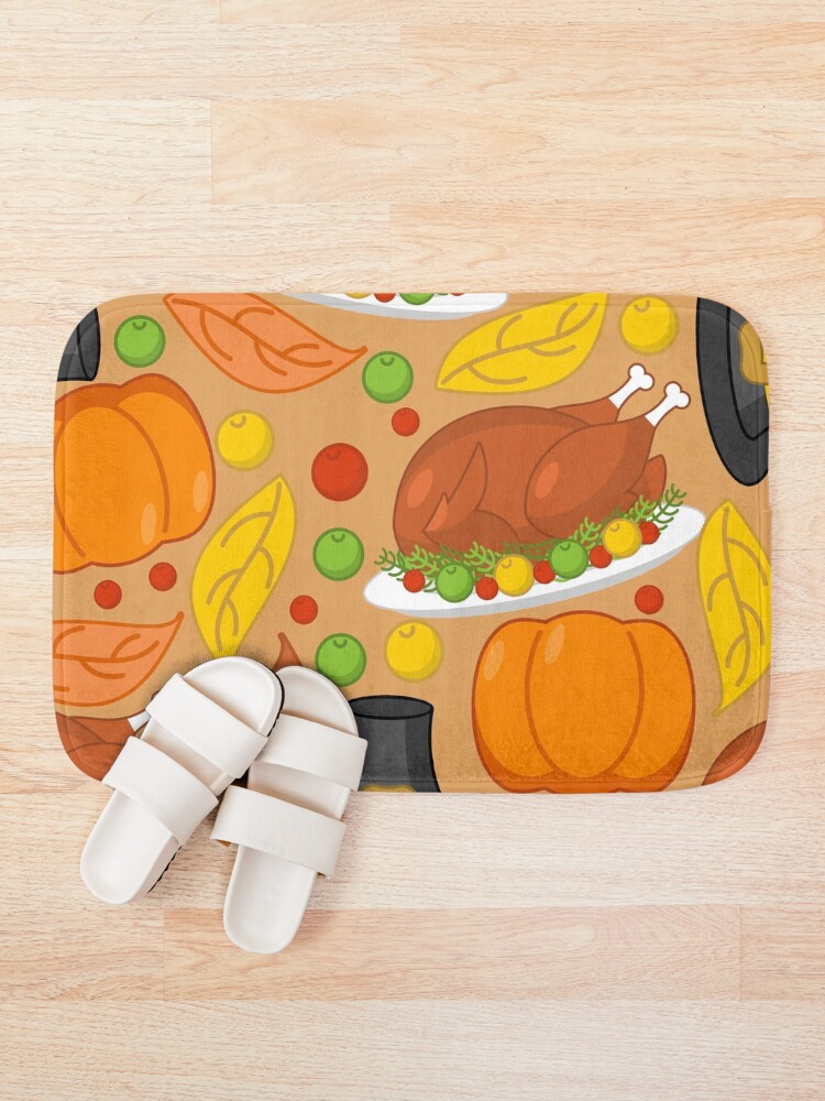 Thumbnail 1 of 6, Bath Mat, Thanksgiving Pattern designed and sold by ShopEssentials.