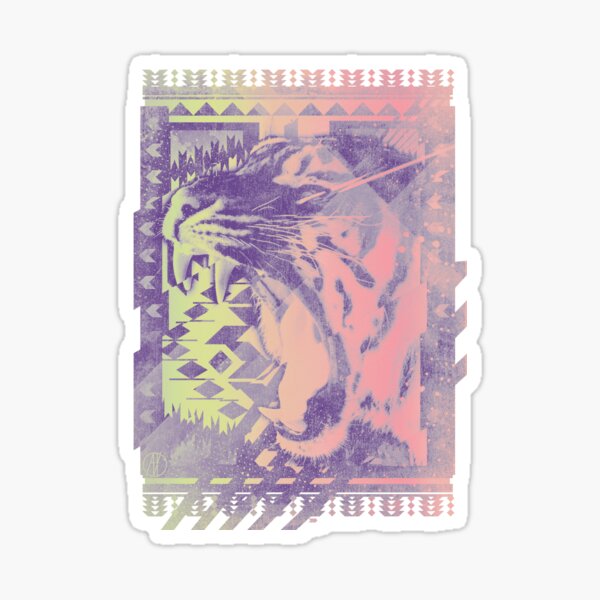 Aztec style Tiger Tee Sticker