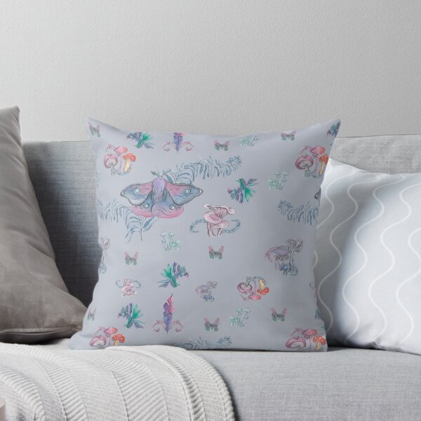 Item preview, Mystical moths and mushrooms in fairy tale grey designed and sold by heydaydesign.
