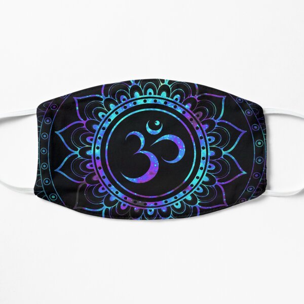 Om Mandala: Purple Teal Blue Galaxy Flat Mask