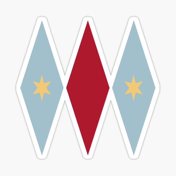 Mid Century Modern Blue Yellow Red Stars In Diamonds Sticker