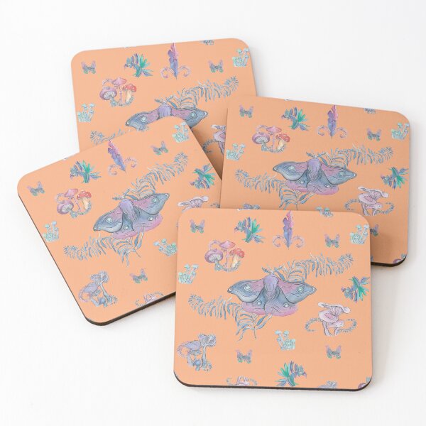 Item preview, Mystical moths and mushrooms orange sherbert designed and sold by heydaydesign.