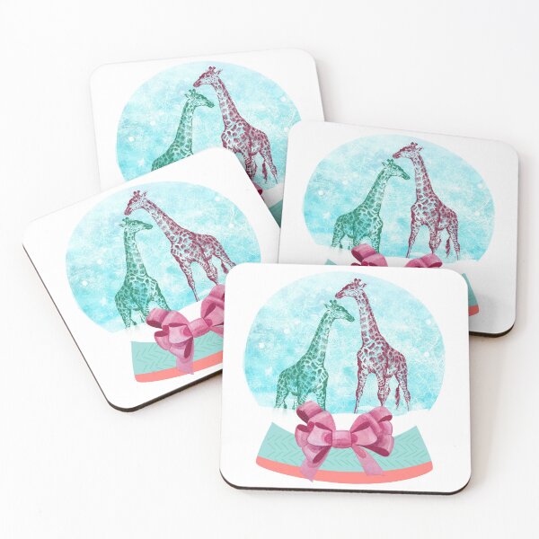 Item preview, Wild Life Giraffe, animals, toy illustration, red and green figurines, Snow Globe, winter theme, Love animals designed and sold by HerHim-beyond.