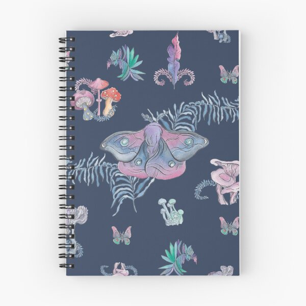 Item preview, Mystical moths and mushrooms in Midnight Blue designed and sold by heydaydesign.