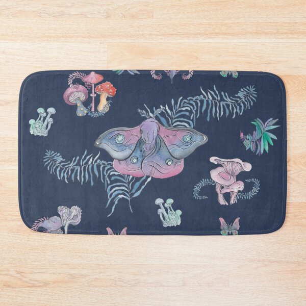 Item preview, Mystical moths and mushrooms in Midnight Blue designed and sold by heydaydesign.