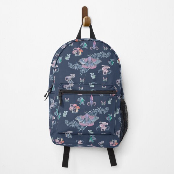 Item preview, Mystical moths and mushrooms in Midnight Blue designed and sold by heydaydesign.