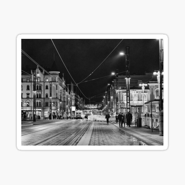 Tampere keskustori bw Sticker