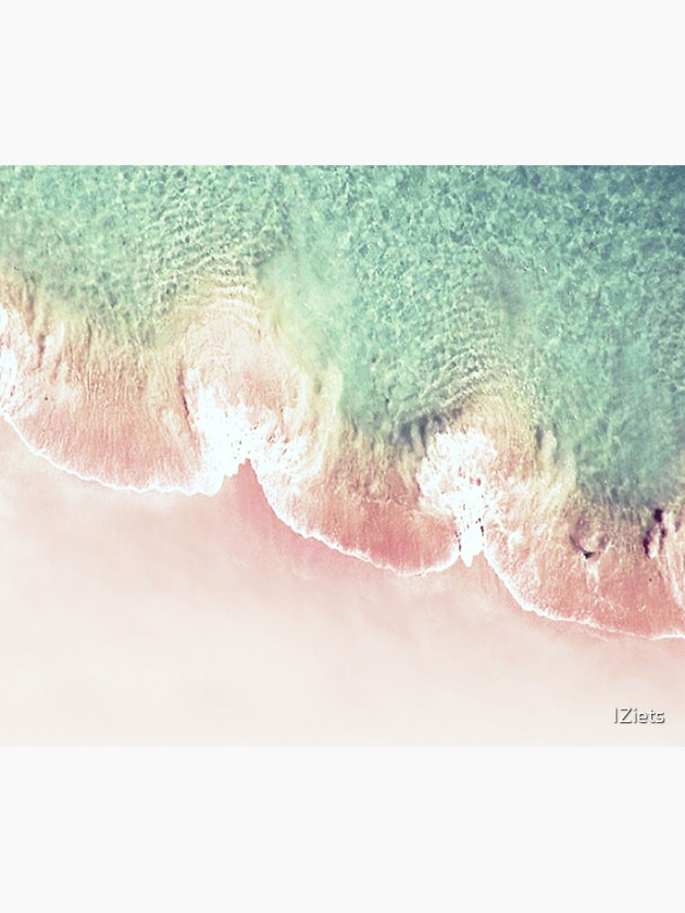 Green and Coral Ocean Seashore and Scalloped Coral Beach Waves by IZiets
